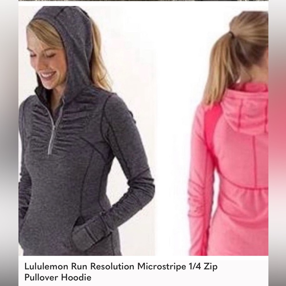 Lululemon  Run Resolution Microstripe 1/4 Zip Pullover Hoodie size 6